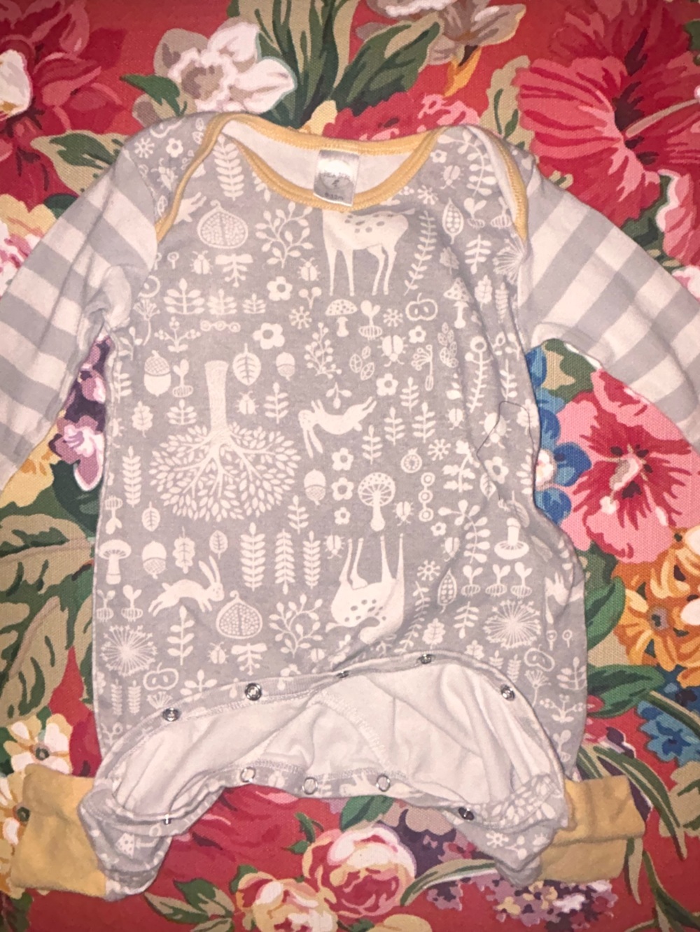 Tesa Babe baby one-piece onsie button up gray white mustard yellow nature 6-12M